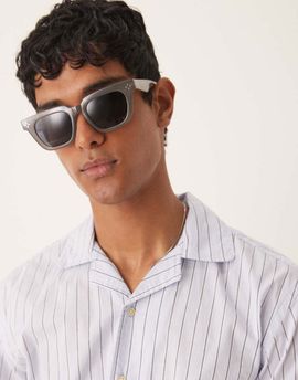 ASOS DESIGN ASOS DESIGN premium chunky square sunglasses in gray crystal frames with smoke lenses