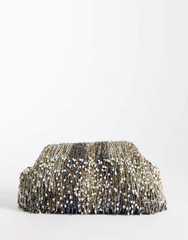 ASOS DESIGN ASOS DESIGN premium embellished tassels frame clutch bag in multi with detachable chain strap