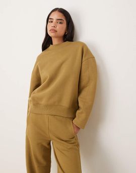 ASOS DESIGN ASOS DESIGN premium heavyweight 500gsm cocoon sleeve sweatshirt in biscuit-Neutral