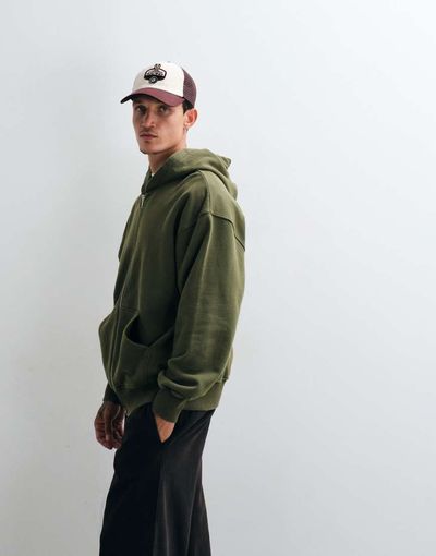 ASOS DESIGN ASOS DESIGN premium heavyweight oversized washed zip through hoodie in green