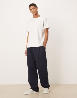 ASOS DESIGN ASOS DESIGN premium heavyweight wide leg sweatpants with pleats in navy - part of a set