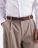 ASOS DESIGN ASOS DESIGN premium nubuck smart belt with wrapped end silver buckle in brown-Neutral - 1