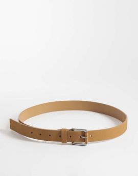 ASOS DESIGN ASOS DESIGN premium nubuck smart belt with wrapped end silver buckle in tan-Brown