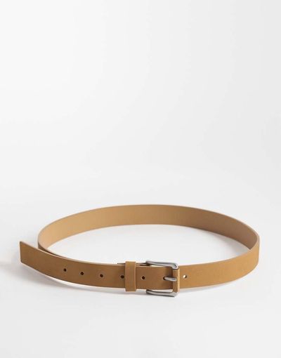 ASOS DESIGN ASOS DESIGN premium nubuck smart belt with wrapped end silver buckle in tan-Brown