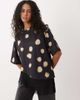 ASOS DESIGN ASOS DESIGN premium oversized asymmetric t-shirt with fringe detailing in polka-dot print-Multi - 1