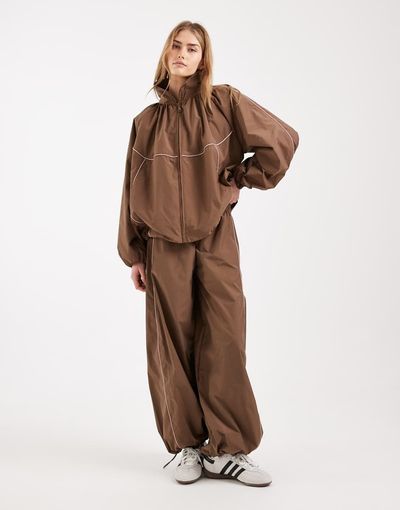 ASOS DESIGN ASOS DESIGN premium oversized track pants in brown and pink - part of a set