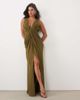 ASOS DESIGN ASOS DESIGN premium plunge draped midaxi dress in olive green - 1