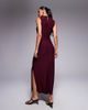 ASOS DESIGN ASOS DESIGN premium sleeveless knot front maxi dress in burgundy-Red - 4