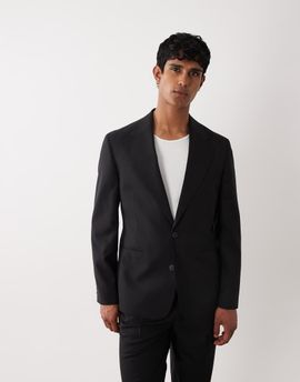 ASOS DESIGN ASOS DESIGN premium slim suit jacket in black wool and linen