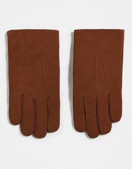ASOS DESIGN ASOS DESIGN premium suede and borg gloves in tan-Brown