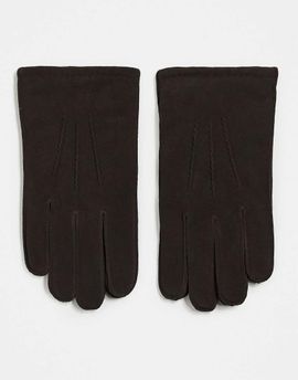 ASOS DESIGN ASOS DESIGN premium suede leather gloves in brown