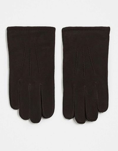 ASOS DESIGN ASOS DESIGN premium suede leather gloves in brown