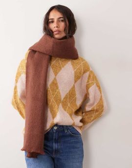 ASOS DESIGN ASOS DESIGN premium woven wide wool mix scarf in brown