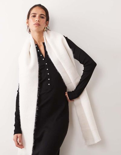ASOS DESIGN ASOS DESIGN premium woven wide wool mix scarf in white