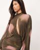 ASOS DESIGN ASOS DESIGN printed floral mesh blouson maxi dress with cut out in brown - 2