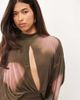 ASOS DESIGN ASOS DESIGN printed floral mesh blouson maxi dress with cut out in brown - 3