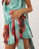 ASOS DESIGN ASOS DESIGN printed floral mesh cowl mini dress with drape sash and scarf detail in blue - 2