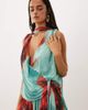 ASOS DESIGN ASOS DESIGN printed floral mesh cowl mini dress with drape sash and scarf detail in blue - 3