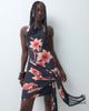 ASOS DESIGN ASOS DESIGN printed floral slinky high neck cowl mini dress with fringe sash in black - 1