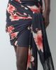 ASOS DESIGN ASOS DESIGN printed floral slinky high neck cowl mini dress with fringe sash in black - 3