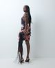 ASOS DESIGN ASOS DESIGN printed floral slinky high neck cowl mini dress with fringe sash in black - 4