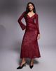 ASOS DESIGN ASOS DESIGN printed lace lined maxi dress with wrap over bardot neckline and long sleeve-Multi - 1