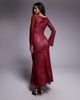 ASOS DESIGN ASOS DESIGN printed lace lined maxi dress with wrap over bardot neckline and long sleeve-Multi - 4