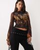 ASOS DESIGN ASOS DESIGN printed mesh angel sleeve top in tiger - part of a set-Multi - 3