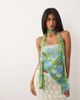 ASOS DESIGN ASOS DESIGN printed mesh bubble scarf top with knot in floral print-Multi - 1