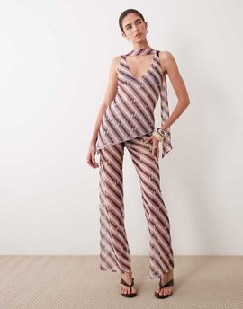 ASOS DESIGN ASOS DESIGN printed mesh flared pants - part of a set-Multi