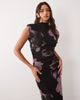 ASOS DESIGN ASOS DESIGN printed mesh high neck detail maxi dress with shoulder pads in purple floral-MULTI - 2