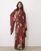 ASOS DESIGN ASOS DESIGN printed mesh high neck modesty maxi dress with waterfall sleeve detail in red floral-Multi - 1