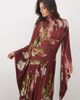 ASOS DESIGN ASOS DESIGN printed mesh high neck modesty maxi dress with waterfall sleeve detail in red floral-Multi - 3
