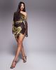 ASOS DESIGN ASOS DESIGN printed mesh off-shoulder mini dress with angel sleeve in animal-Multi - 2