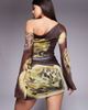 ASOS DESIGN ASOS DESIGN printed mesh off-shoulder mini dress with angel sleeve in animal-Multi - 4