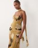 ASOS DESIGN ASOS DESIGN printed mesh ruched bust maxi dress with scarf detail in mustard floral-Multi - 2