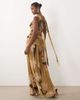 ASOS DESIGN ASOS DESIGN printed mesh ruched bust maxi dress with scarf detail in mustard floral-Multi - 4