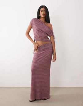 ASOS DESIGN ASOS DESIGN printed mesh ruched skirt in polka dot print - part of a set-Multi