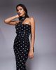 ASOS DESIGN ASOS DESIGN printed polka dot bandeau maxi dress with scarf detail in black - 2