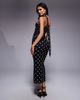 ASOS DESIGN ASOS DESIGN printed polka dot bandeau maxi dress with scarf detail in black - 3