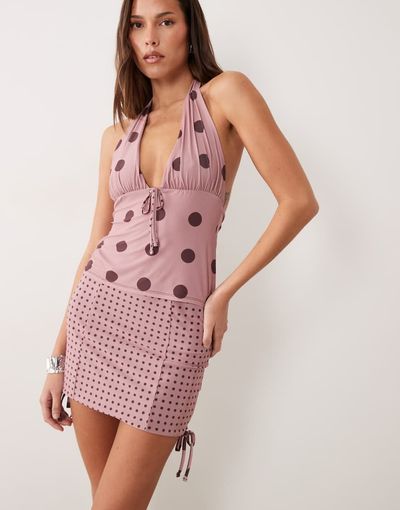 ASOS DESIGN ASOS DESIGN printed slinky skirt in polka dots - part of a set-Multi