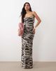 ASOS DESIGN ASOS DESIGN printed square neck strappy maxi dress with lace-up back detail in ivory-Multi - 1