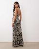 ASOS DESIGN ASOS DESIGN printed square neck strappy maxi dress with lace-up back detail in ivory-Multi - 4