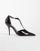 ASOS DESIGN ASOS DESIGN Prize T bar stiletto high pumps in chocolate patent-Brown - 1