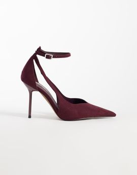 ASOS DESIGN ASOS DESIGN Progress stiletto pumps in burgundy suedette-RED