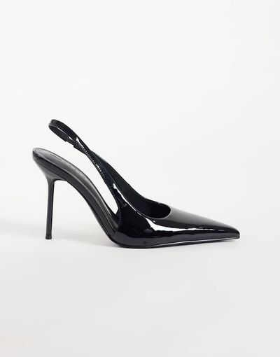 ASOS DESIGN ASOS DESIGN Pronto stiletto slingback high heeled shoes in black patent