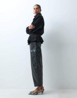 ASOS DESIGN ASOS DESIGN PU barrel pants in black