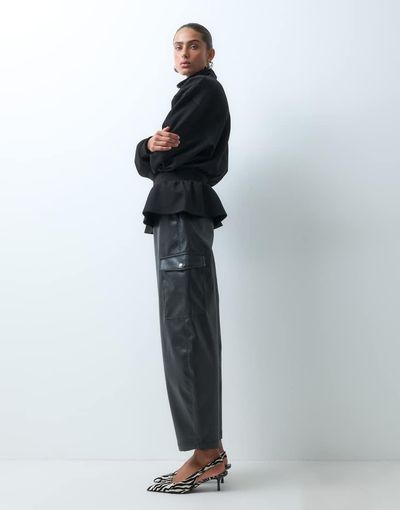 ASOS DESIGN ASOS DESIGN PU barrel pants in black