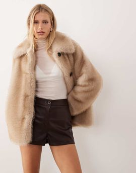 ASOS DESIGN ASOS DESIGN PU mid rise shorts in chocolate brown