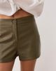 ASOS DESIGN ASOS DESIGN pu mid rise shorts in khaki-Green - 3